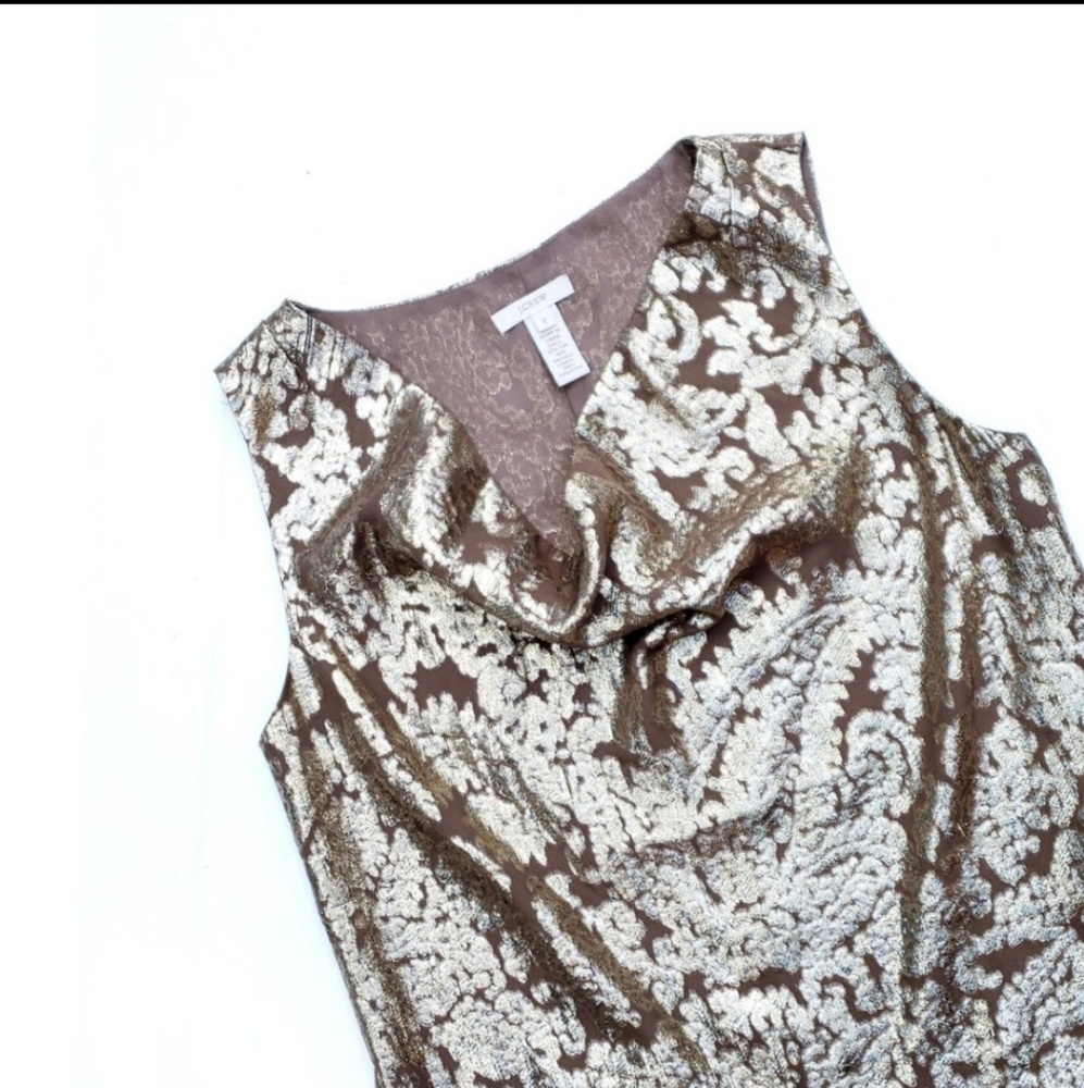 J. Crew gold brocade scoop-neck top